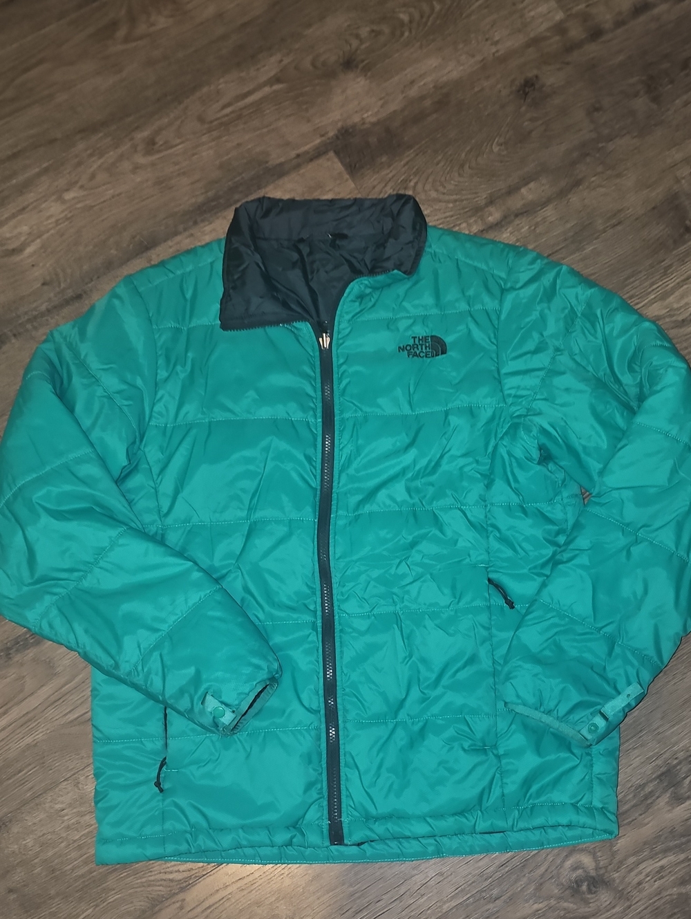 The North Face Men's Teal Puffer Jacket  Black Trim Medium Light Weight